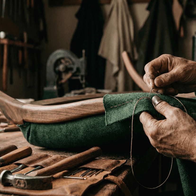 Hand-stitched upholstery at the Heritage workshop